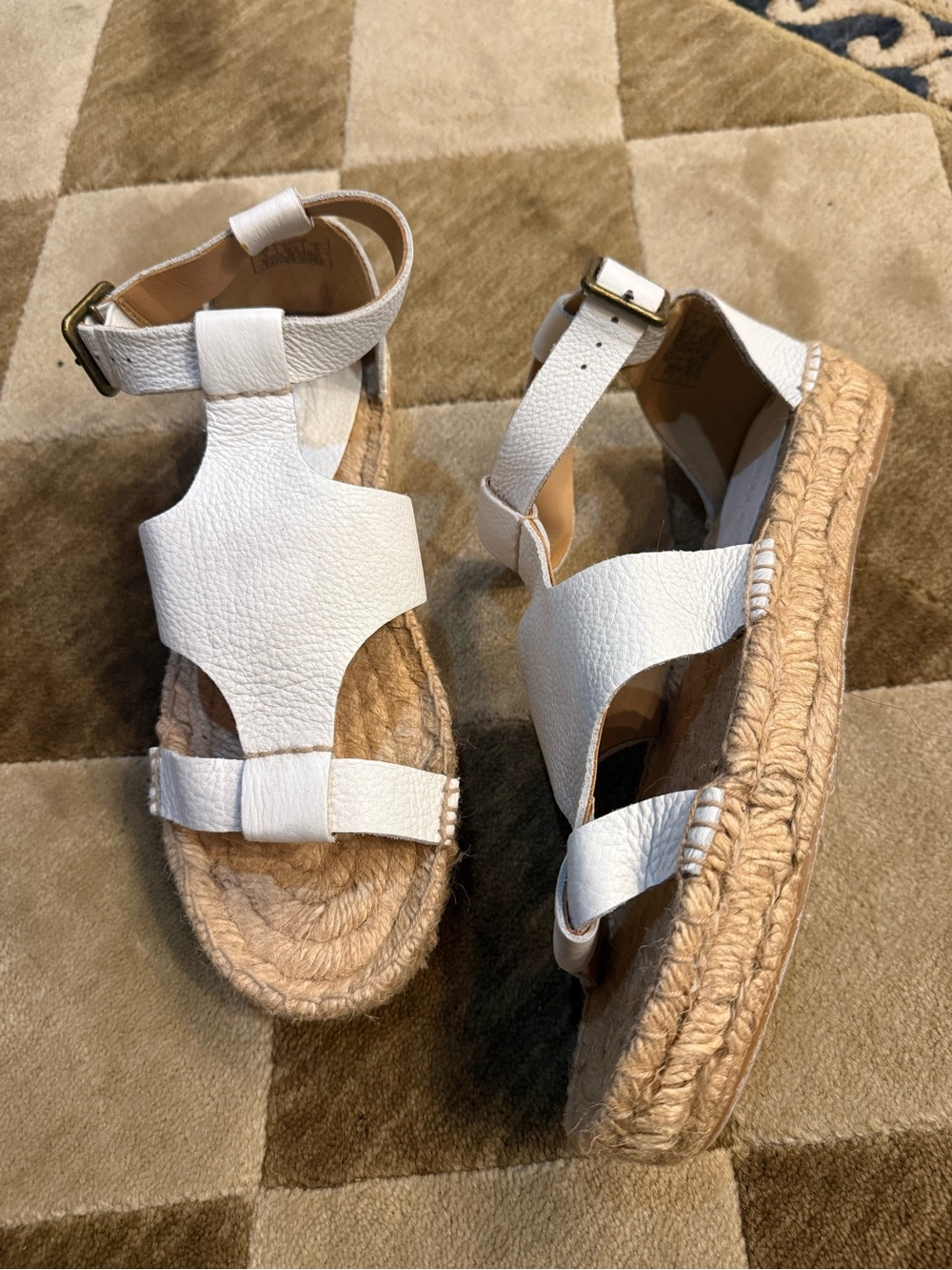 Soludos White Leather Espadrille Ankle-Strap Sandals NWT - Picture 3 of 11